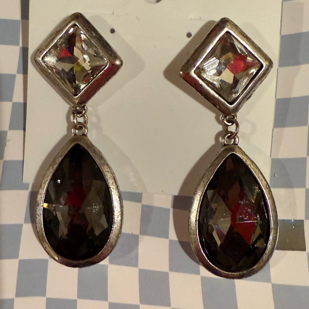 bebe Silver and Black Geometric Statement Earrings Elegant and Beautiful